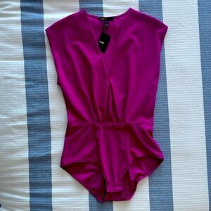 MAJE NWT Purple Violet Bodysuit Plunge Neck V-Neck